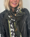 Khaki Camo Scarf with gold accents for women