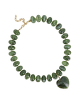 Green Heart Resin Beaded Necklace