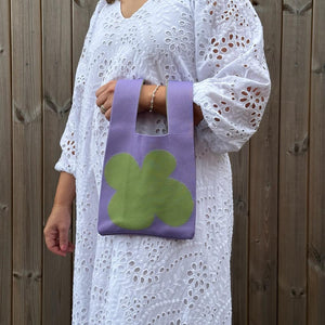 Purple & Green Knitted Flower Bag