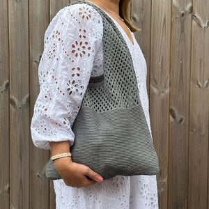Grey Knitted Tote Bag