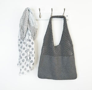 Grey Knitted Tote Bag