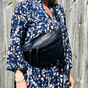 Navy Large Crossbody Bum Bag Amelia Rose Accessories
