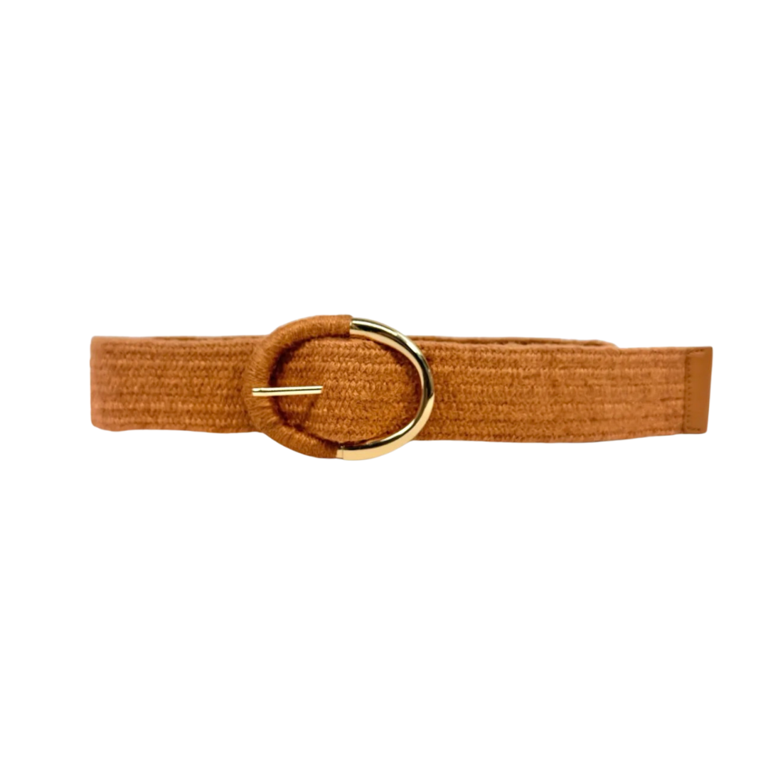 Tan Wide Linen Stretch Belt