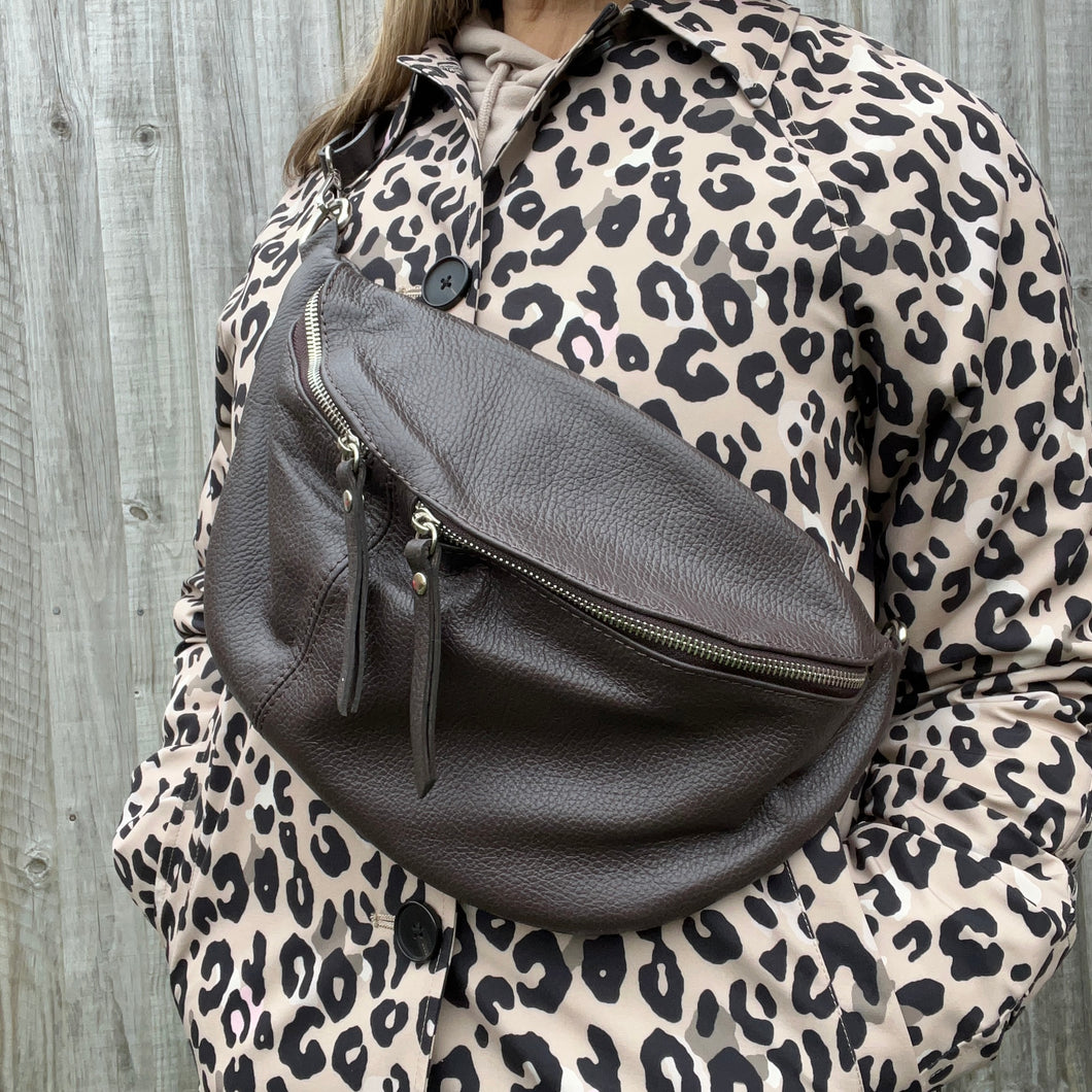 Dark Brown Large Crossbody Bum Bag