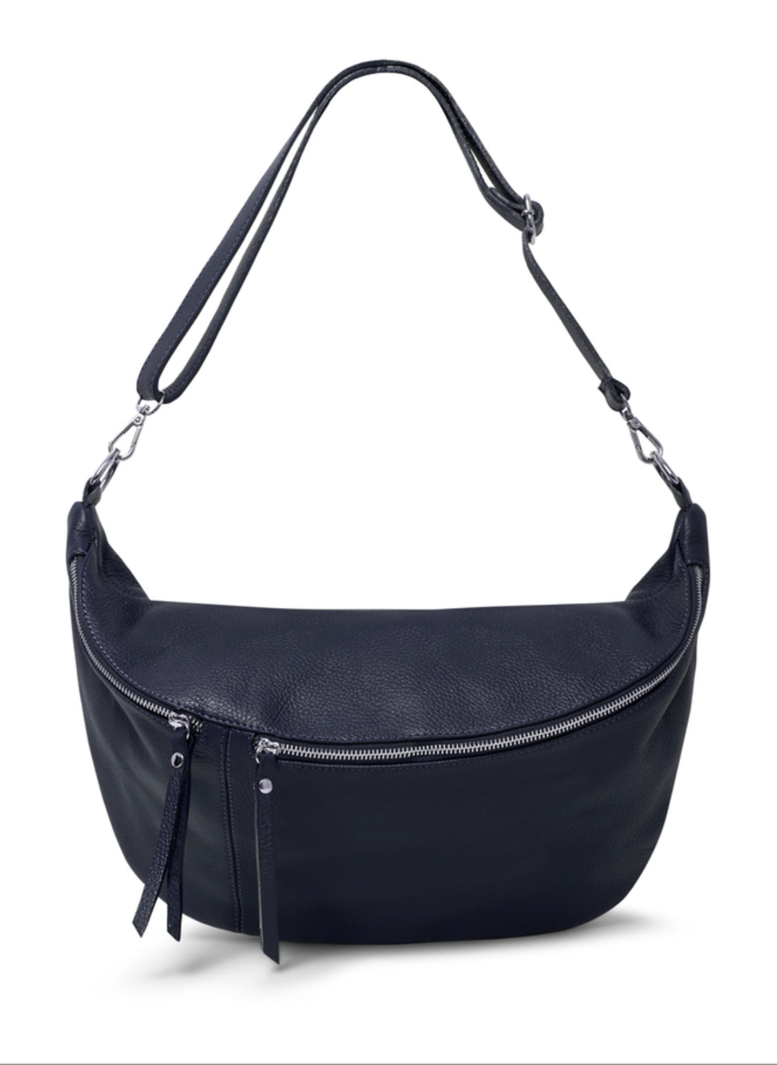 Navy XL Crossbody/ Bum bag with silver hardware