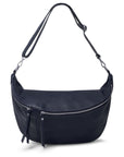 Navy XL Crossbody/ Bum bag with silver hardware