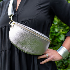 Silver Crossbody/ Waist Bag