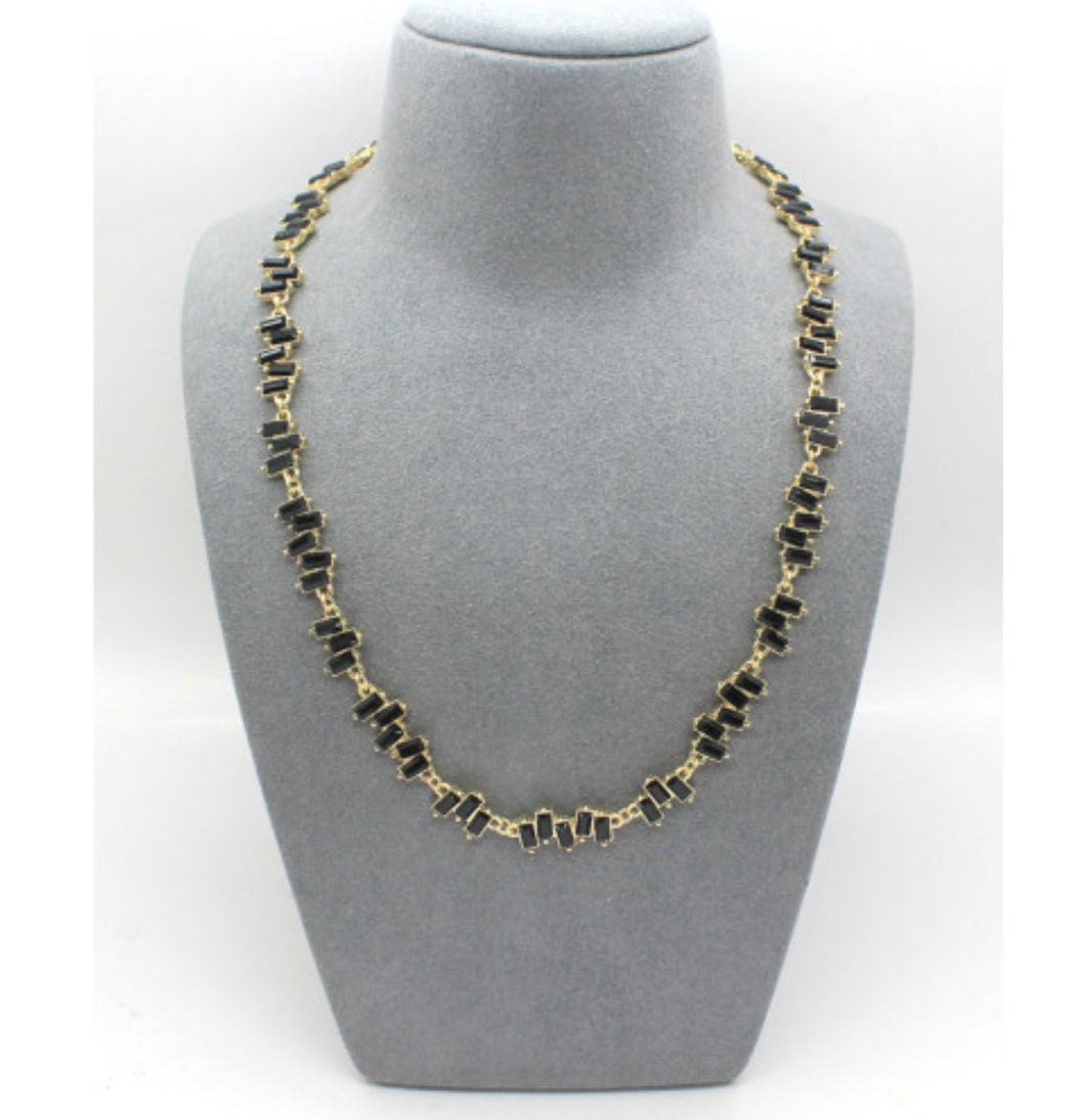 Black & Gold Crystal Necklace