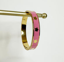Load image into Gallery viewer, Pink Enamel &amp; Gold Star Bangle
